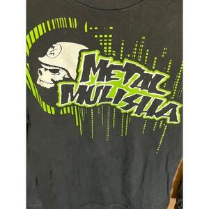 Metal Mulisha Mens Long Sleeve Graphic T-Shirt Black LimeGreen Skull Size Medium